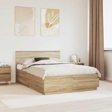 vidaXL Bedframe met hoofdeinde Sonoma Eik 140 x 200 cm, Verzenden, Nieuw