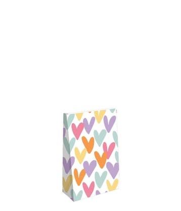 5x Blokzak hartjesregen Liefde Maat S (Blokbodemzak), Verzenden, Nieuw, Cadeauzakje