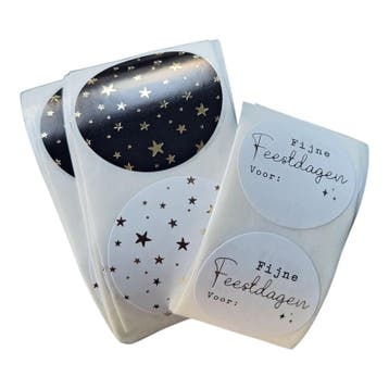 40 stickers 20x stars + 20 naamsticker fijne feestdagen -..., Verzenden, Nieuw, Meerdere stickers