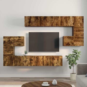 vidaXL 10-delige Tv-meubelset bewerkt hout gerookt, Verzenden, Nieuw
