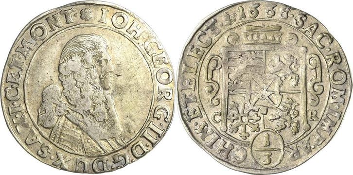 1/3 taler, daalder 1668, Sachsen-kurlinie ab 1547 (albert..., Timbres & Monnaies, Monnaies | Europe | Monnaies non-euro, Envoi