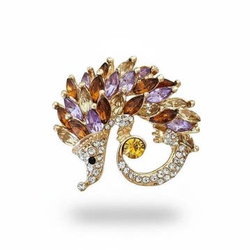 Broche Hérisson – Métal doré, cristaux Swarovski - Broche, Antiek en Kunst