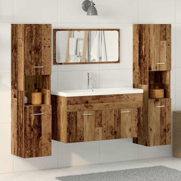 vidaXL 4-delige Badkamermeubelset bewerkt hout oud, Verzenden, Nieuw