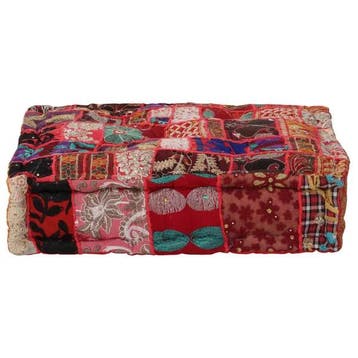 Poef Patchwork | -33% Retour Deal | Uniek Design, Verzenden, Zo goed als nieuw, Stof, 50 tot 75 cm