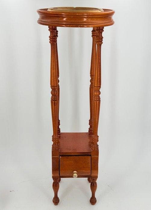 Asbak - Con Cajón - Hout, Messing - Alto - 70 cm, Antiquités & Art, Curiosités & Brocante