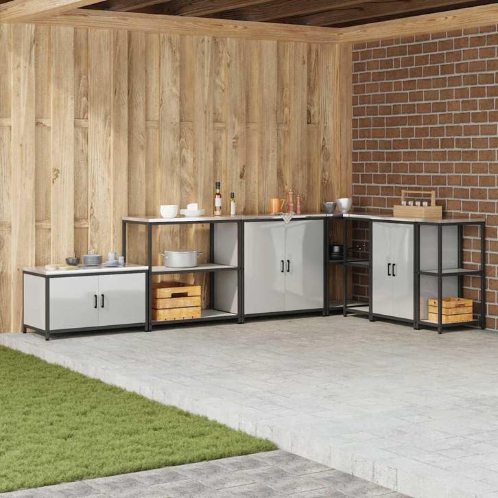 vidaXL Keukenopslag met plank met opslag Zilver 90 x 50 x 92, Huis en Inrichting, Kasten | Overige, Nieuw, Verzenden