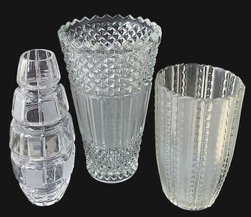 Hermanova Hut SKLO Union - Vaas - Glas - Drie art deco vazen