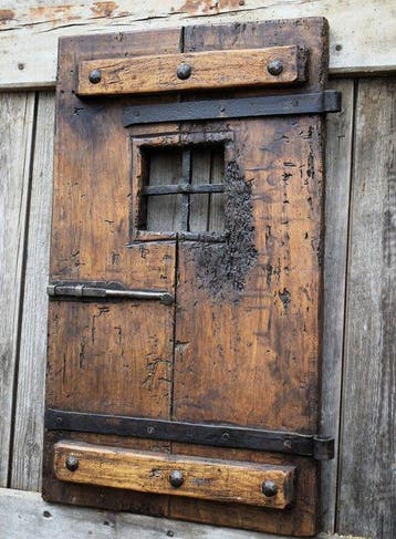 Antique Porte - XIXe siècle - Portillon rustique avec grille