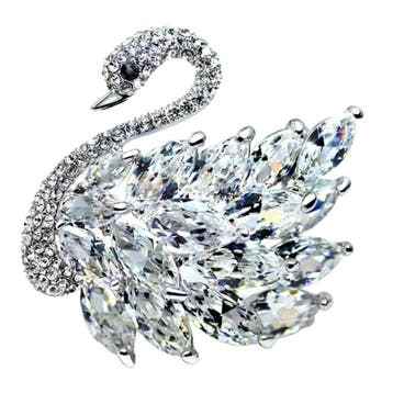 Fako Bijoux - Broche - Zwaan - Strass - 43x39mm -, Verzenden