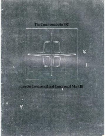 1971 LINCOLN CONTINENTAL BROCHURE ENGELS (USA)