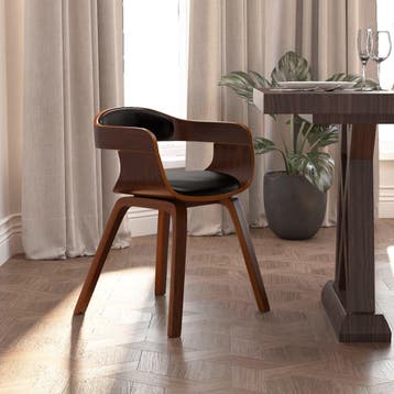 vidaXL Eetkamerstoel kunstleer en gebogen hout zwart, Verzenden, Nieuw