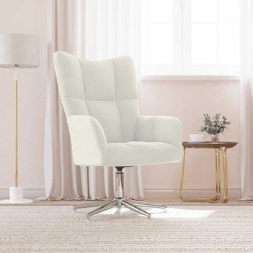 vidaXL Relaxstoel fluweel crèmewit, Huis en Inrichting, Fauteuils, Verzenden, Nieuw