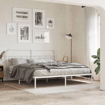 vidaXL Bedframe met hoofdbord metaal wit 160x200 cm, Verzenden