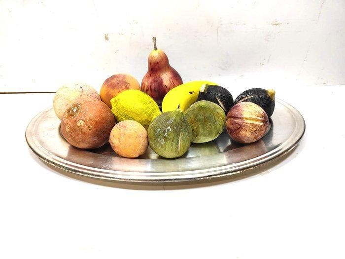 Figure - Lot de douze pièces de fruits réalisées en marbre, Antiek en Kunst, Curiosa en Brocante