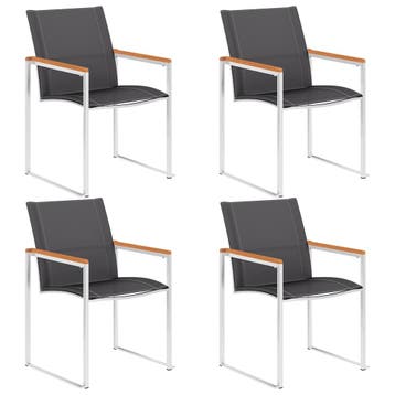 vidaXL Tuinstoelen 4 st textileen en roestvrij staal grijs, Tuin en Terras, Verzenden, Nieuw