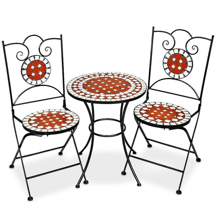 Mozaïek tuinset met 2 stoelen en tafel - bruin, Tuin en Terras, Tuinsets en Loungesets, Verzenden