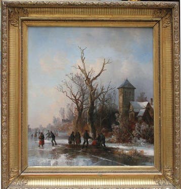 Josef Carl Berthold Puettner (1821-1881) - Ice skating on