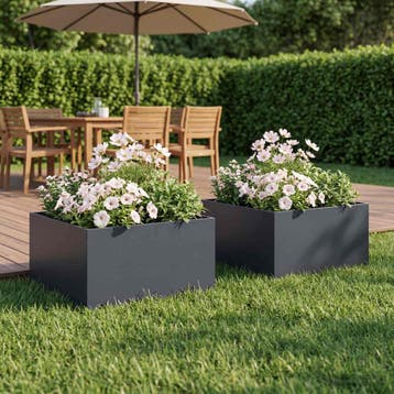 vidaXL Plantenbak 2 st Antraciet 40 x 40 x 30 cm Koudgewalst, Verzenden