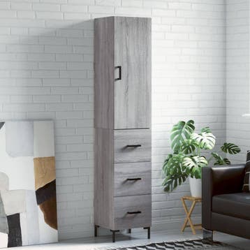 vidaXL Hoge kast 34,5x34x180 cm bewerkt hout grijs sonoma, Huis en Inrichting, Kasten | Dressoirs, Verzenden, Nieuw