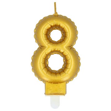 Gouden Kaars 8 Jaar 8cm, Verzenden, Nieuw