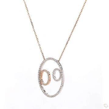 Ketting met hanger - 18 karaat Witgoud, Roségoud - 0.74ct.