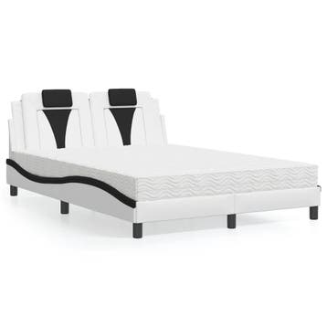 vidaXL Bed Viana met matras kunstleer wit en zwart 140x200, Verzenden