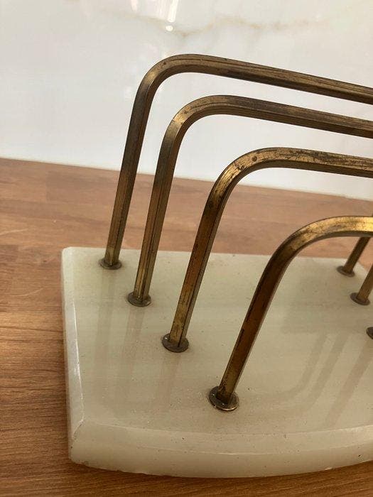 Brievenhouder - Onyx, Messing - Art deco brievenhouder, Antiquités & Art, Curiosités & Brocante