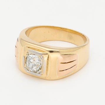 Bague - 18 carats Or jaune Diamant (Naturelle)