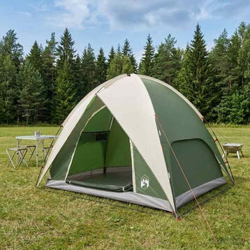 vidaXL Campingtent met waterdichte regenfly 4-persoons Groen, Caravans en Kamperen, Verzenden, Nieuw