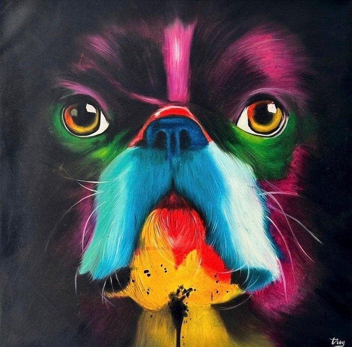 Nguyn Vn Duy (1982) - Le Veilleur Silencieux 80 80 cm, Antiquités & Art, Art | Peinture | Moderne