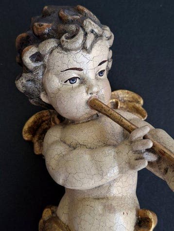 Beeldje - Südtirol Engel Putte ca. 24 cm - Hout, Antiek en Kunst