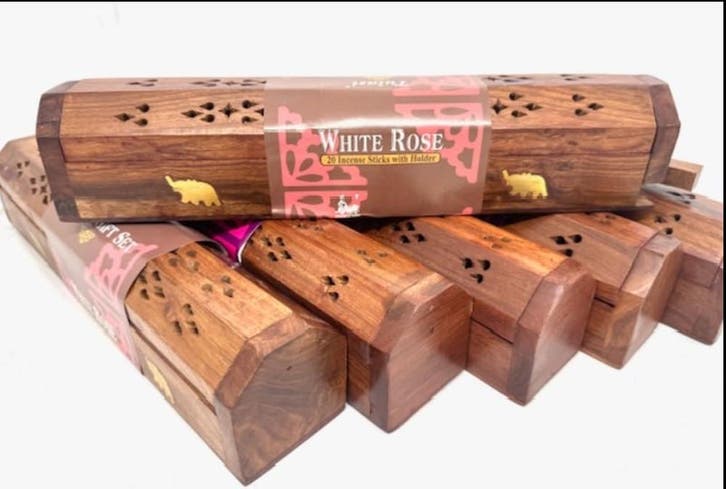 Wierookkist met White Rose Wierookstokjes (Wierook Branders), Maison & Meubles, Accessoires pour la Maison | Autre, Enlèvement ou Envoi