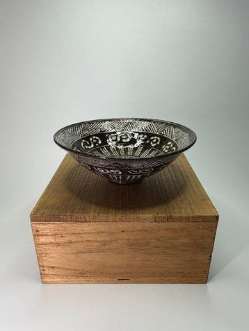 Japanse Mishima Chawan theebowl - klei van Mt. Ontake -, Antiek en Kunst