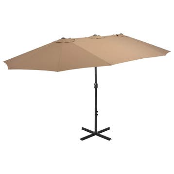 vidaXL Parasol met aluminium paal 460x270 cm taupe, Verzenden