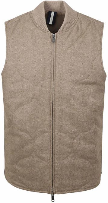 Profuomo Herringbone Bodywarmer Sand maat 54 Heren, Kleding | Heren, Jassen | Winter, Verzenden, Nieuw, Beige, Profuomo