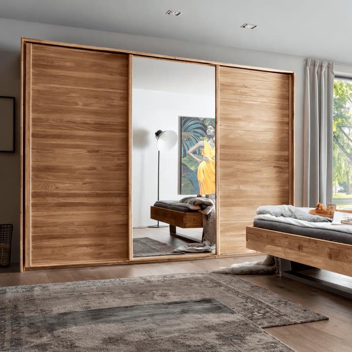 Forestales Woodview Massief Eikenhout Zweefdeur Kledingkast, Huis en Inrichting, Kasten | Kleerkasten