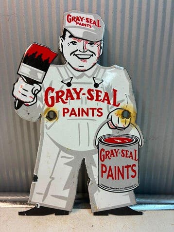 Gray-Seal Paints – Vintage contour reclamebord schilder -