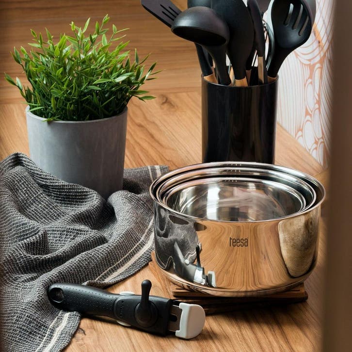 Teesa 3-delige RVS Pannenset - Rampready, Huis en Inrichting, Keuken | Potten en Pannen, Nieuw