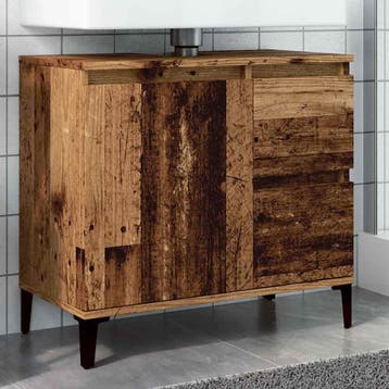 vidaXL Wastafelkast 65x33x60 cm bewerkt hout oud houtkleurig, Huis en Inrichting, Verzenden, Nieuw