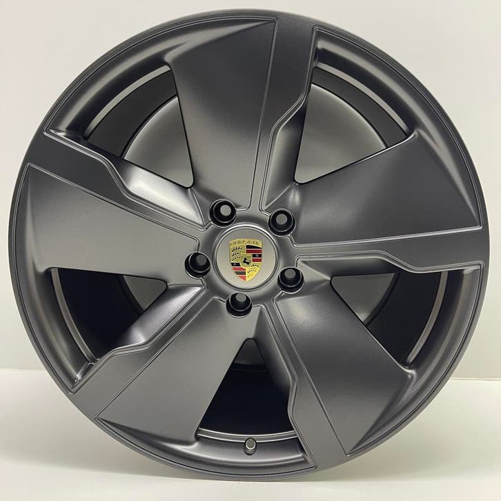 Porsche Taycan 21inch Exclusive Design Titanium met banden, Auto-onderdelen, Banden en Velgen, 21 inch, Zomerbanden, 305 mm, Personenwagen