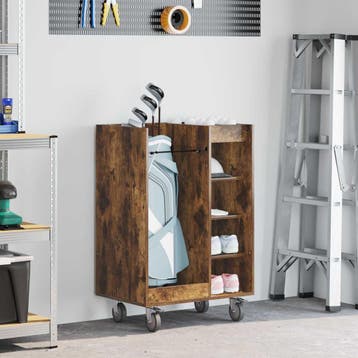 vidaXL Golfkast met wiel Effen Rook Eiken 65 x 45 x 98 cm, Sport en Fitness, Golf, Verzenden, Nieuw