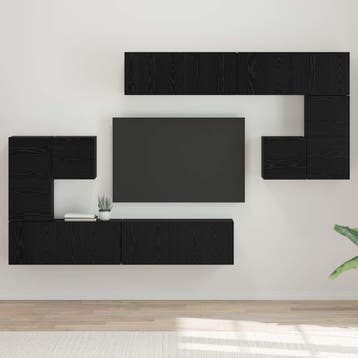 vidaXL TV Eenheden 4 st Zwart Eiken Bewerkt hout, Verzenden