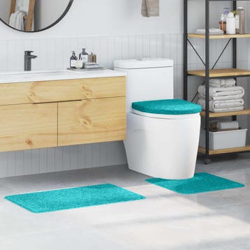 vidaXL Antislip Badmat Set 3 pcs Turquoise PP, Huis en Inrichting, Badkamer | Badtextiel en Accessoires, Verzenden, Nieuw