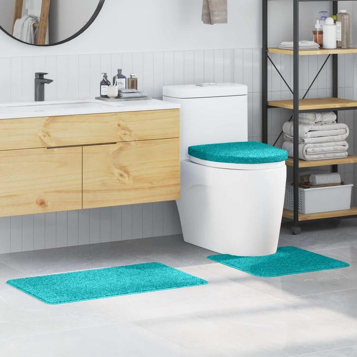 vidaXL Antislip Badmat Set 3 pcs Turquoise PP, Huis en Inrichting, Badkamer | Badtextiel en Accessoires, Nieuw, Verzenden