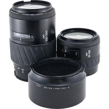 Minolta AF Zoom 100-300mm F4.5-5.6 + AF Zoom 35-105mm, Nieuw
