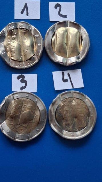 Europa. 2 Euro Various Years (4 coins with cancellation