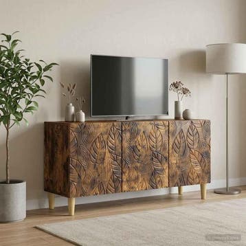 vidaXL TV Kast 99 x 34,5 x 50 cm Gerookt eiken Bewerkt hout, Verzenden