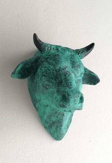 Vanessa Bonino - sculptuur, Bull - bronze effect - 21 cm -