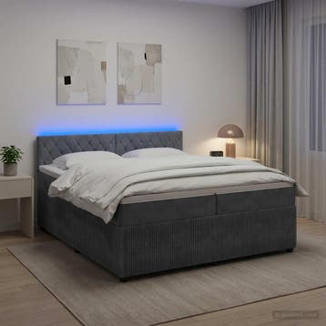 vidaXL Boxspringbed met matras Donkergrijs 200 x 200 cm, Verzenden, Nieuw