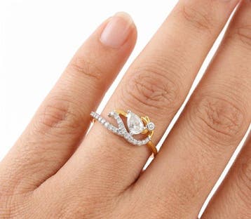 Ring - 14 karaat Geel goud - 0.46ct. tw. Diamant, Nieuw